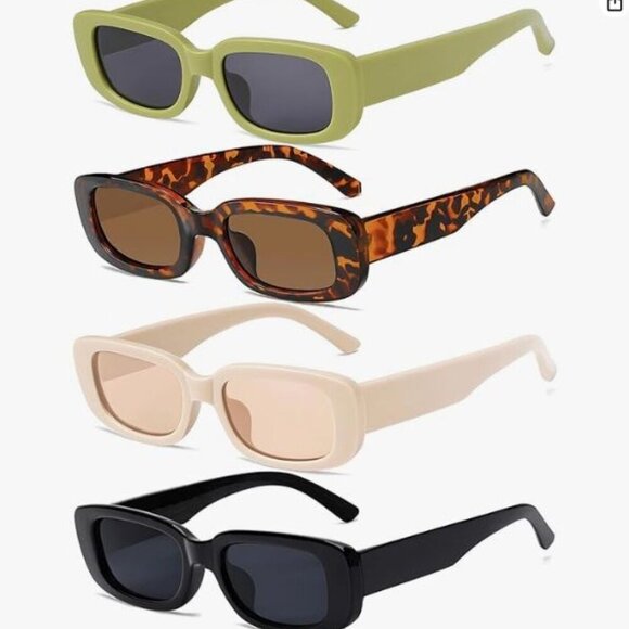 Pieces Retro Vintage Sunglasses Small Square Rectangle 90s Glasses Trendy  Y2K